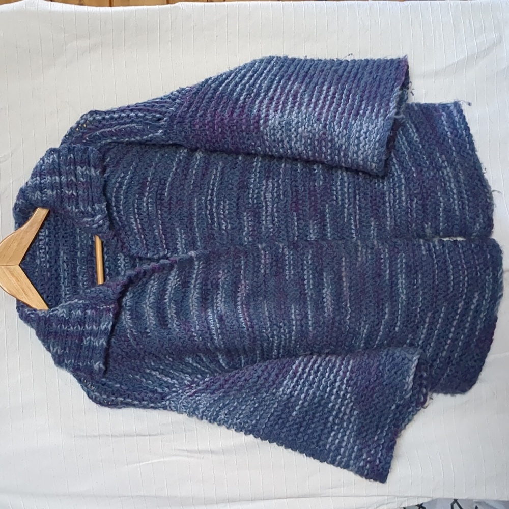 Handknit cardigan boxy chunky Sweater jacket Large - Picture 5 of 8